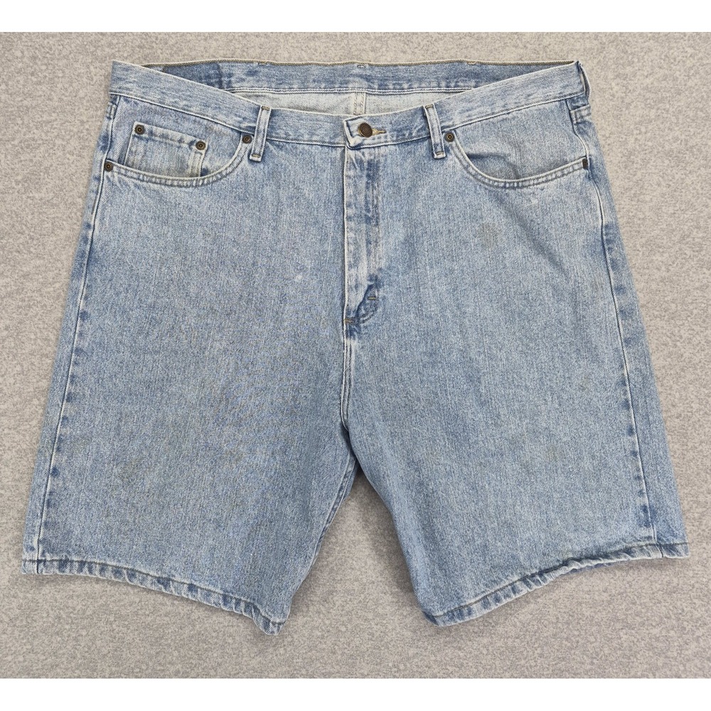 Wrangler Hero Mens Shorts 42 Blue Denim Light Wash Relaxed Fit Cotton Classic
